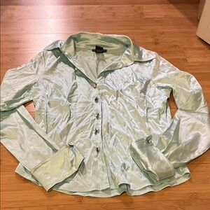 bebe Light Blue Satin Blouse